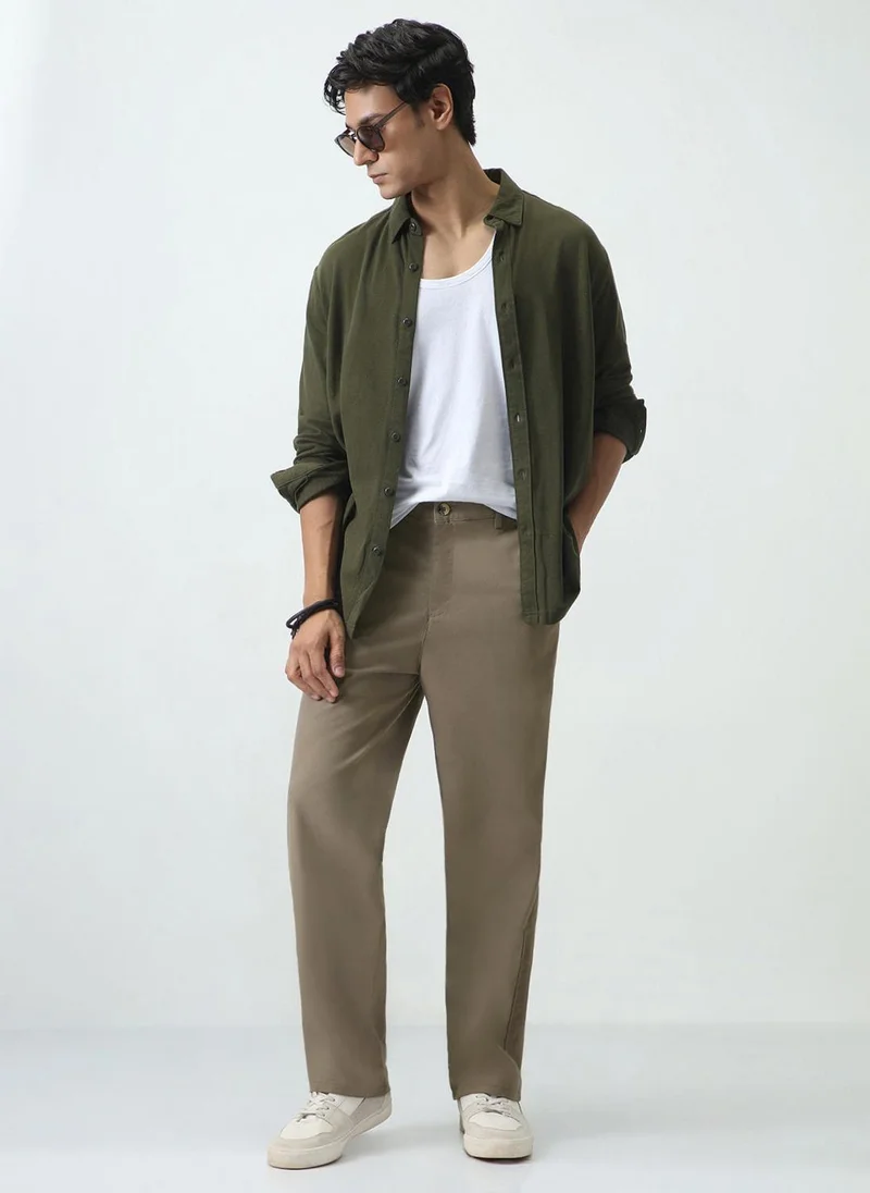 Urbano Fashion  Urbano Fashion Men's Grey Loose Baggy Fit Solid Chino Trousers Non-Stretchable for Men | Best Price UAE